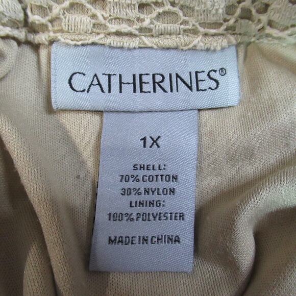 Catherines Skirt Womens 1X Tan Crochet Safari Maxi Handkerchief Hem Boho Peasant - Picture 2 of 7